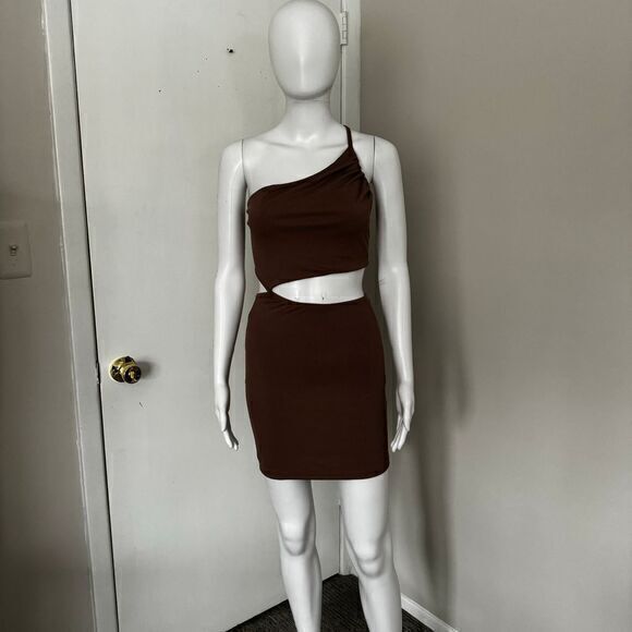 Commense Asymmetrical Strap Waist Cutout Short Dress‎ Small - Picture 10 of 11